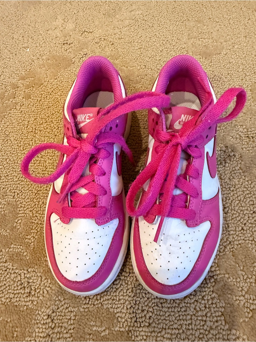 Nike Kids Pink and White Sneakers